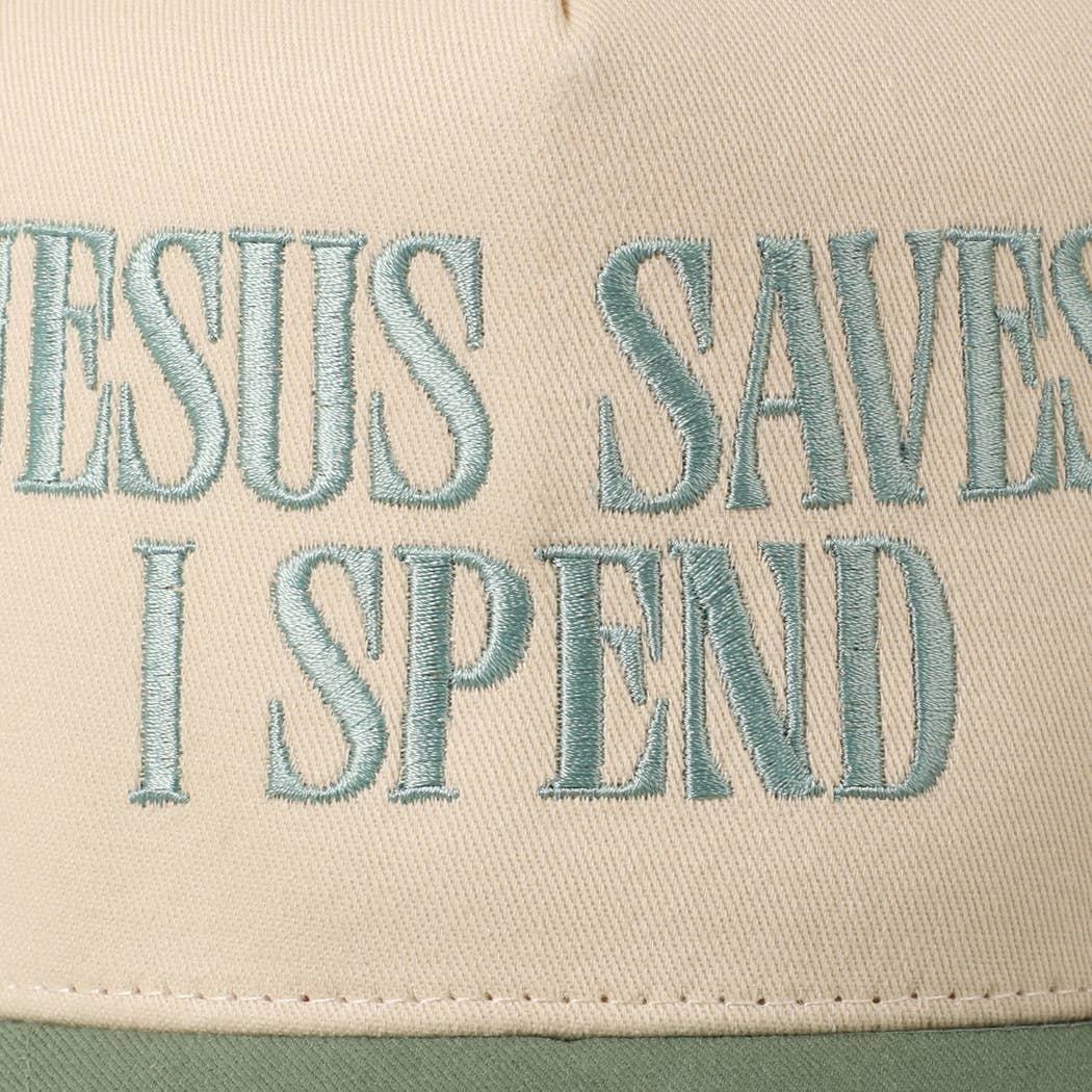 JESUS SAVES I SPEND Embroidered Trucker Hat
