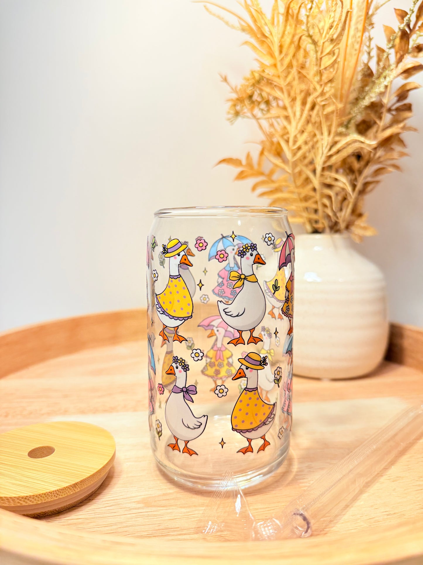 "Spring Goose" Glass Can