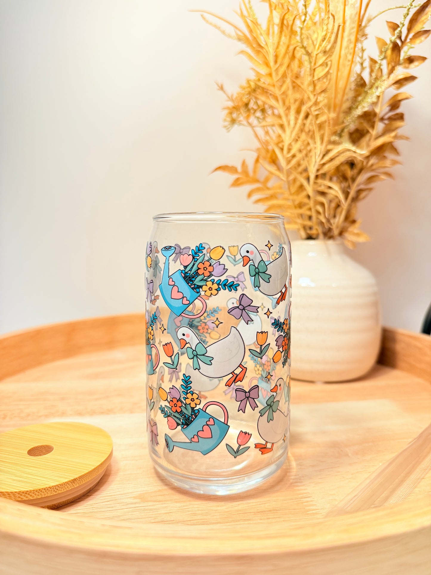 "Spring Medley" Glass Can