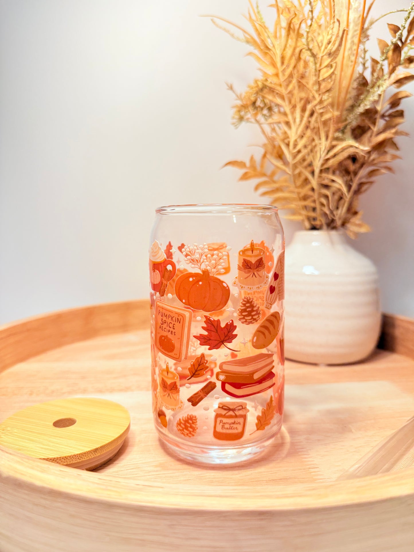 "Sweaters & Pumpkin Spice" Glass Can