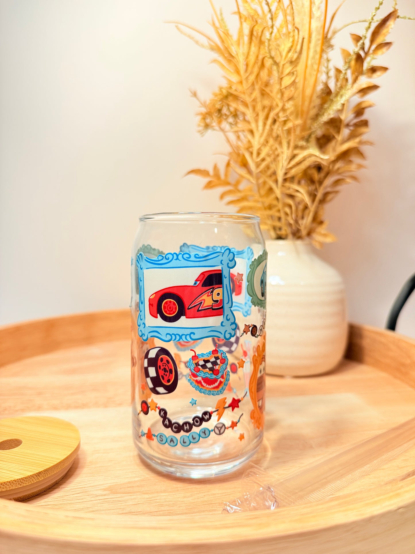"Pit Stop Sips" Glass Can