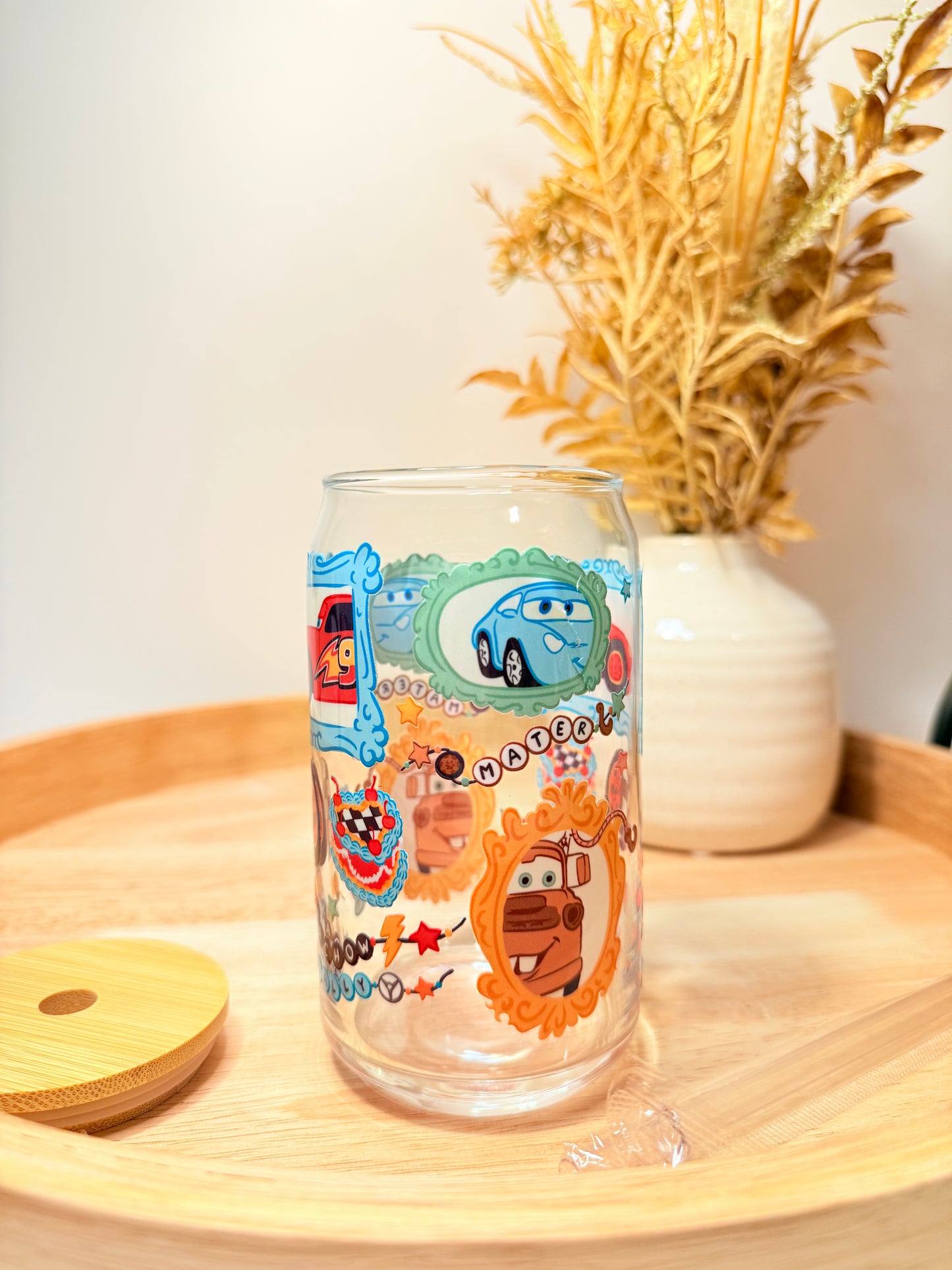 "Pit Stop Sips" Glass Can