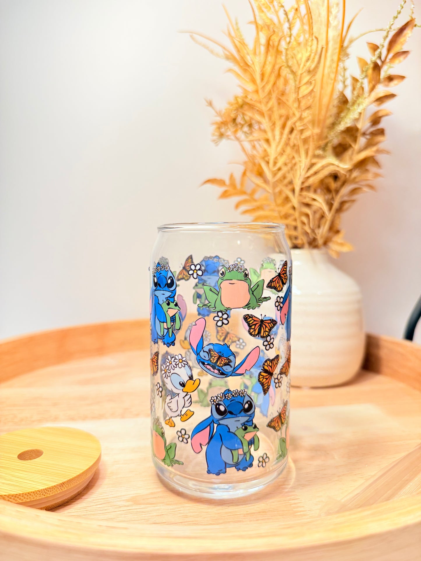 "Aliens' Butterflies, and Frogs Oh My!" Glass Can