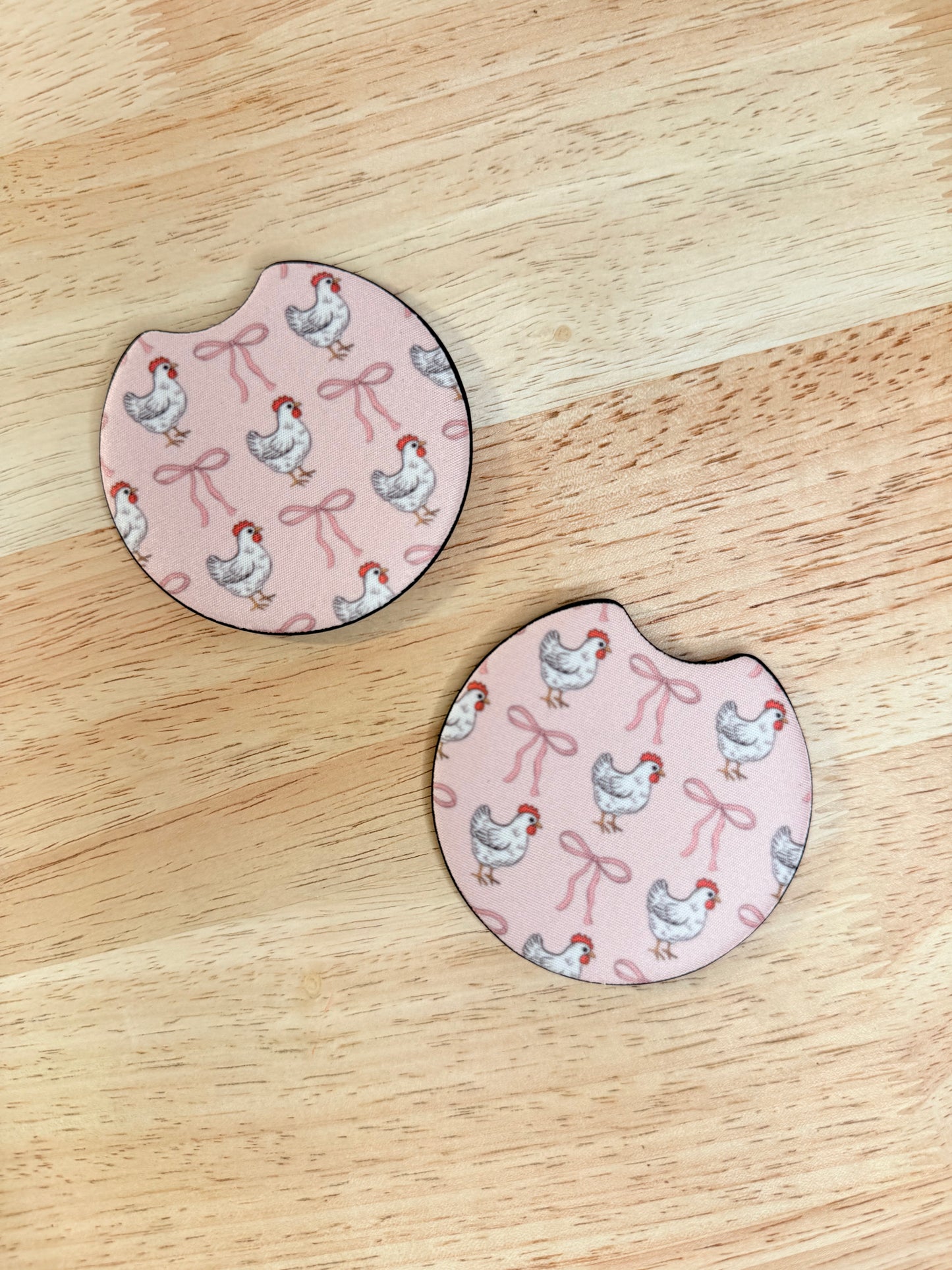Pretty Chicken – Neoprene Car Coasters (2.75") – Set of 2