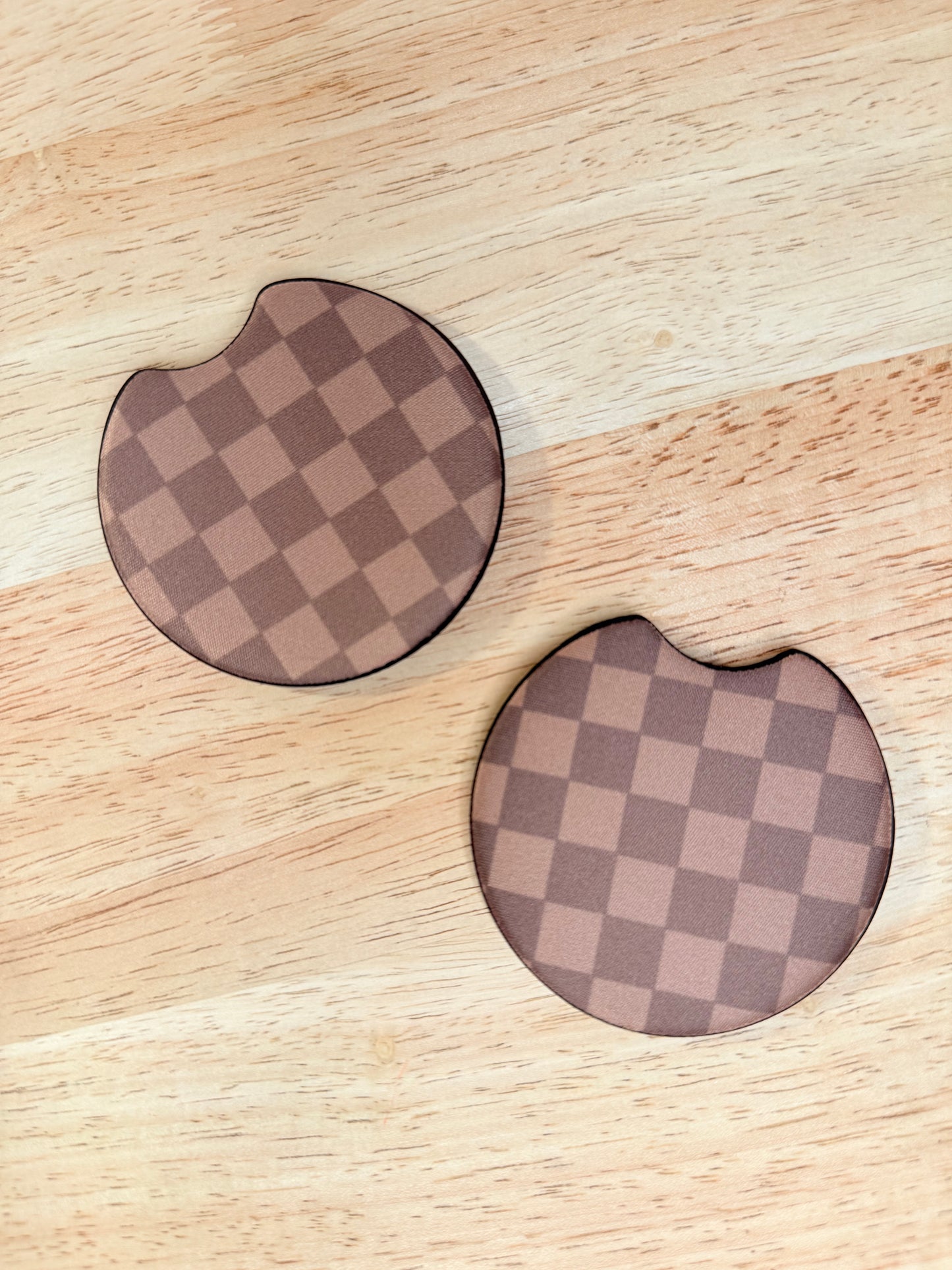 Boujee Checkerboard – Neoprene Car Coasters (2.75") – Set of 2