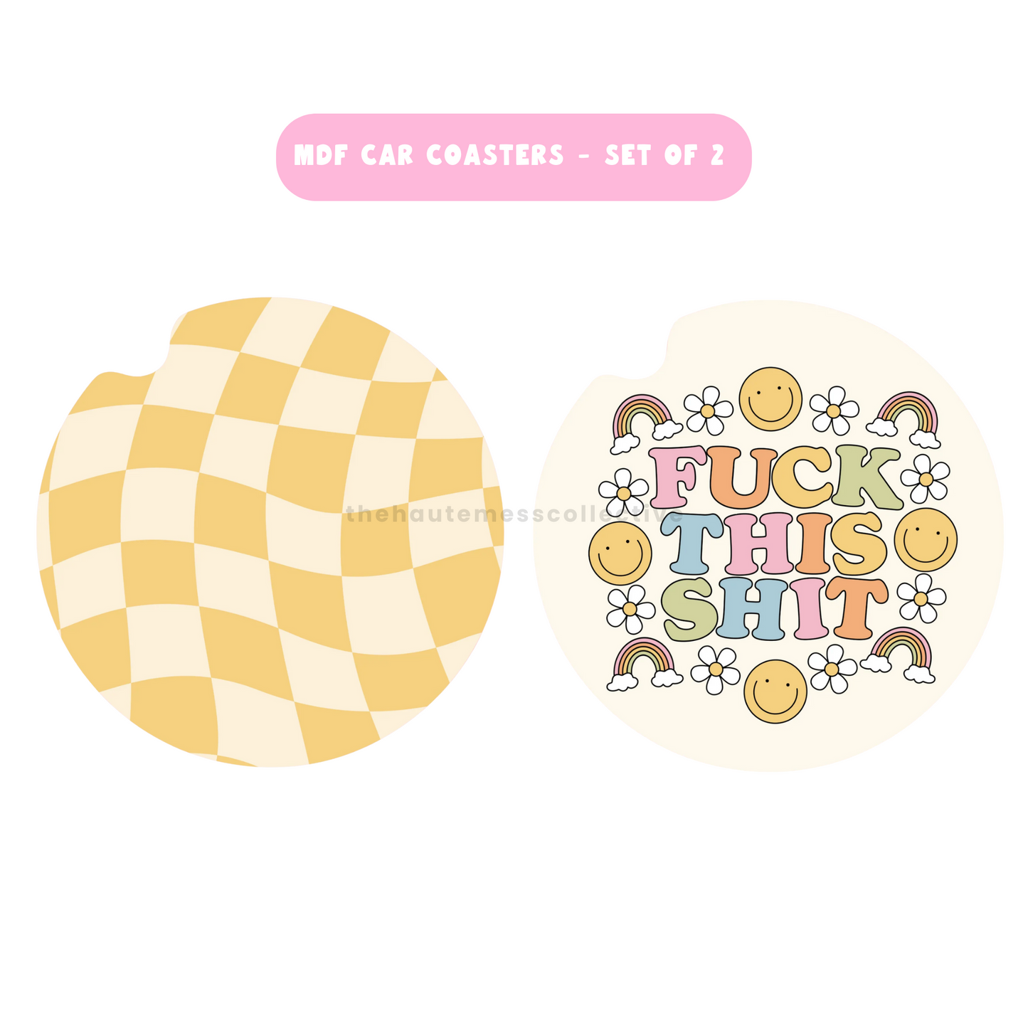 Over It MDF Car Coasters – Set of 2
