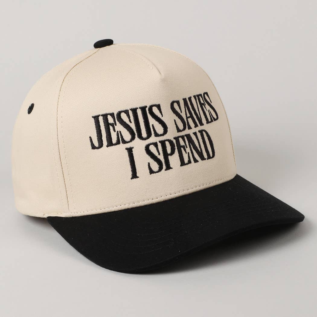 JESUS SAVES I SPEND Embroidered Trucker Hat