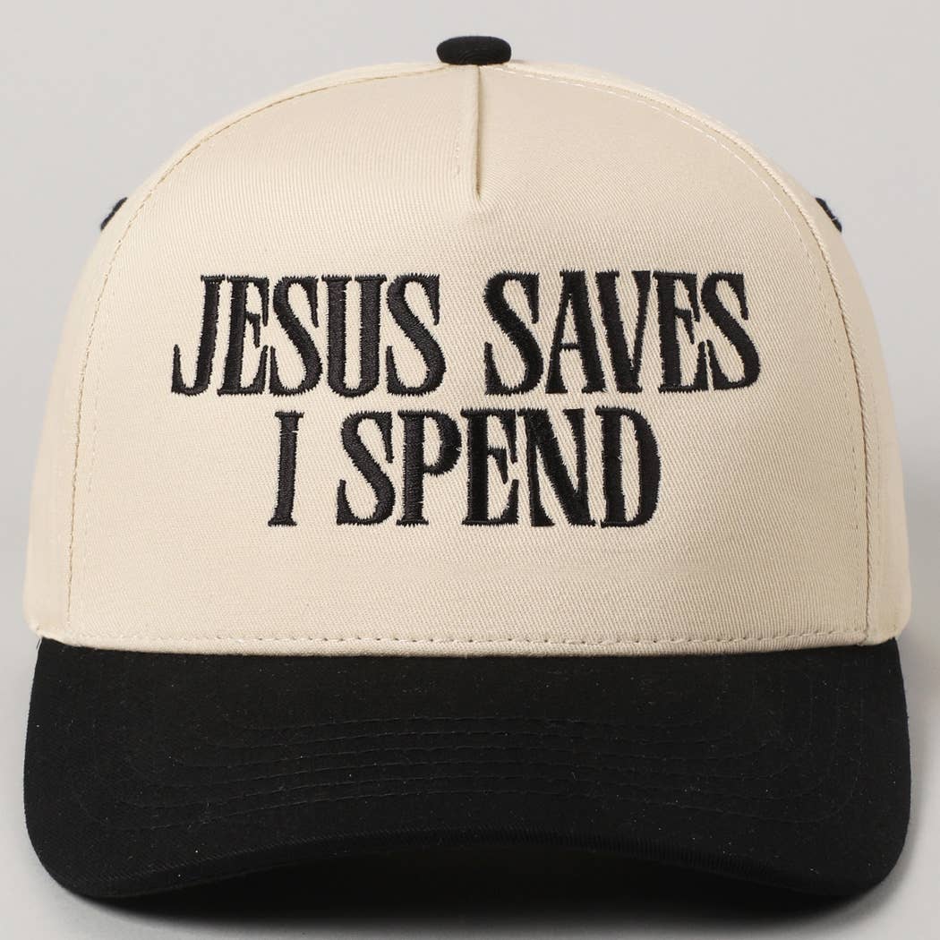 JESUS SAVES I SPEND Embroidered Trucker Hat