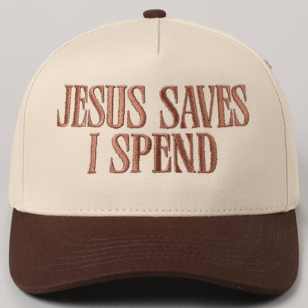 JESUS SAVES I SPEND Embroidered Trucker Hat