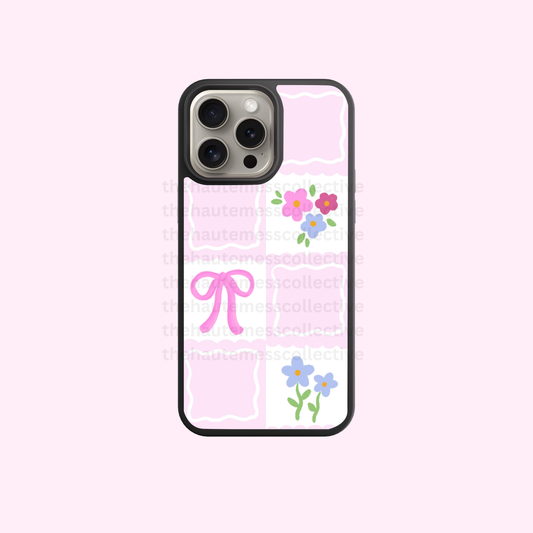 Checkerboard Flowers iPhone Case
