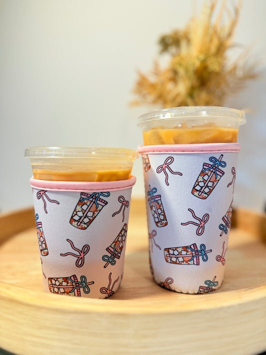 Iced Coffee & Bows Cup Sleeve (Small & Medium)