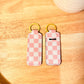 Pink Checkerboard Chapstick Keychain