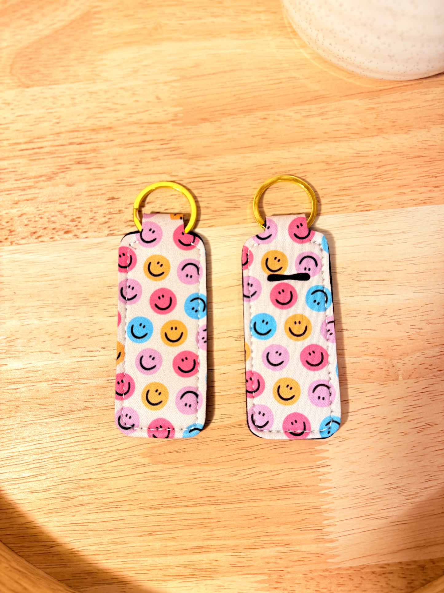 Smiley Faces Chapstick Keychain