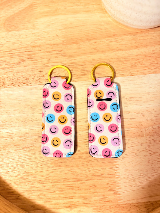 Smiley Faces Chapstick Keychain