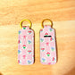Checkerboard Flowers & Bows Chapstick Keychain