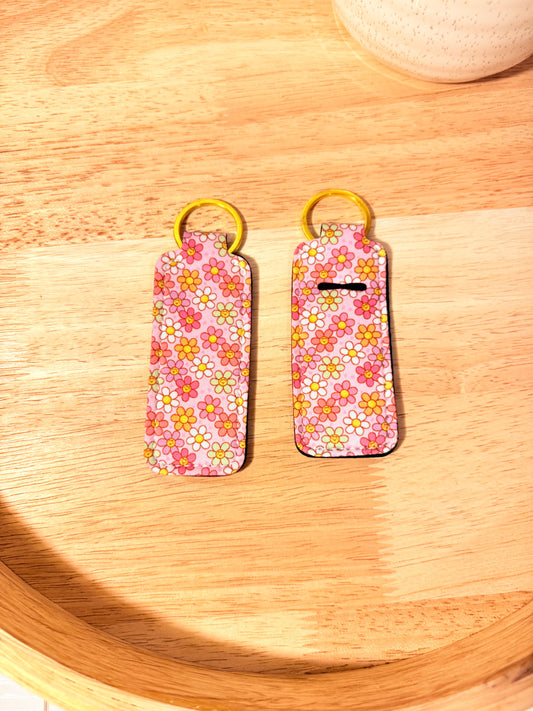 Pink Petals Chapstick Keychain