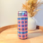 Blue Plaid & Flowers Slim Can Sleeve