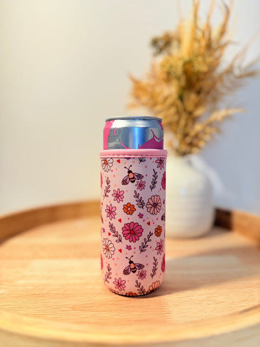 Buzz, Buzz, Flowers Slim Can Sleeve