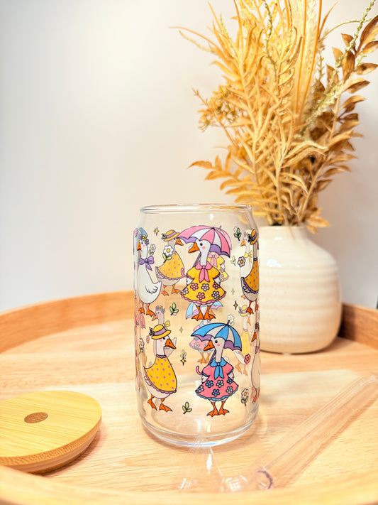 "Spring Goose" Glass Can