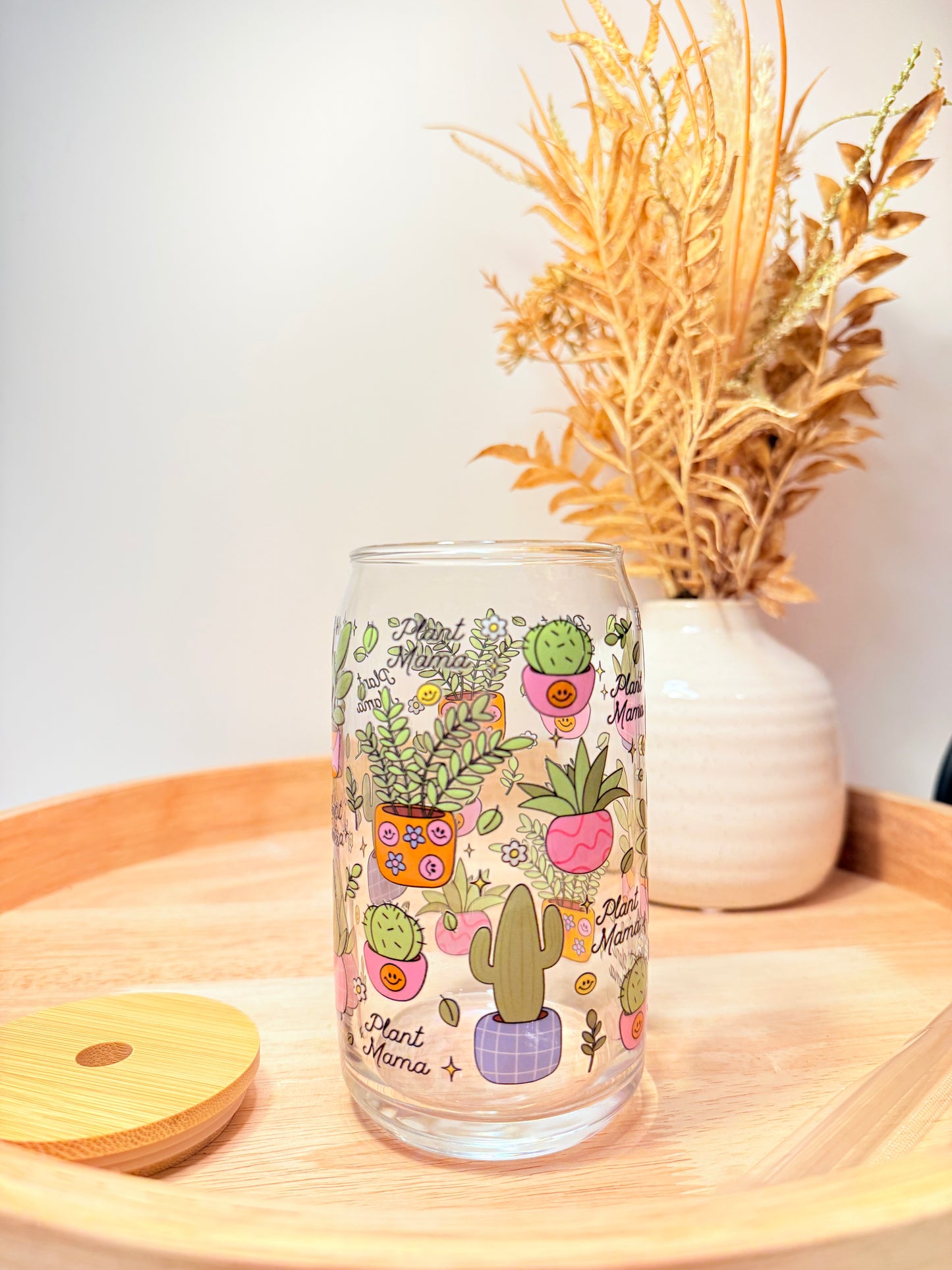 "Plant Mama" Glass Can