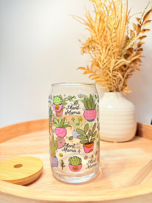 "Plant Mama" Glass Can