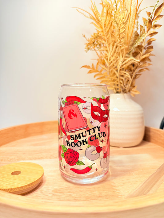 "Smutty Book Club" Glass Can