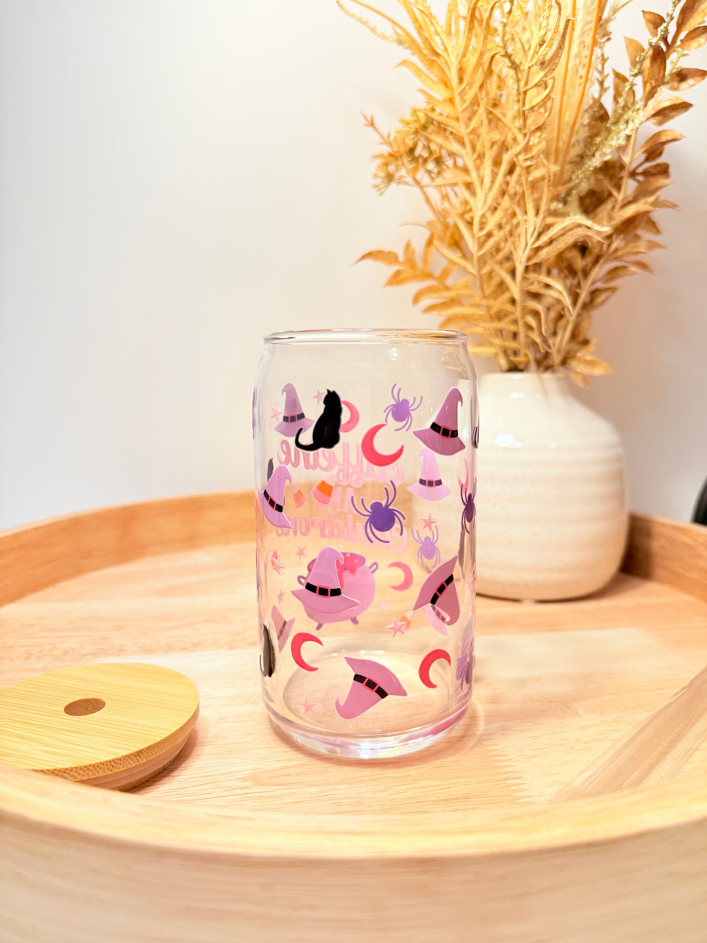 "Caffeine And Cauldrons" Glass Can