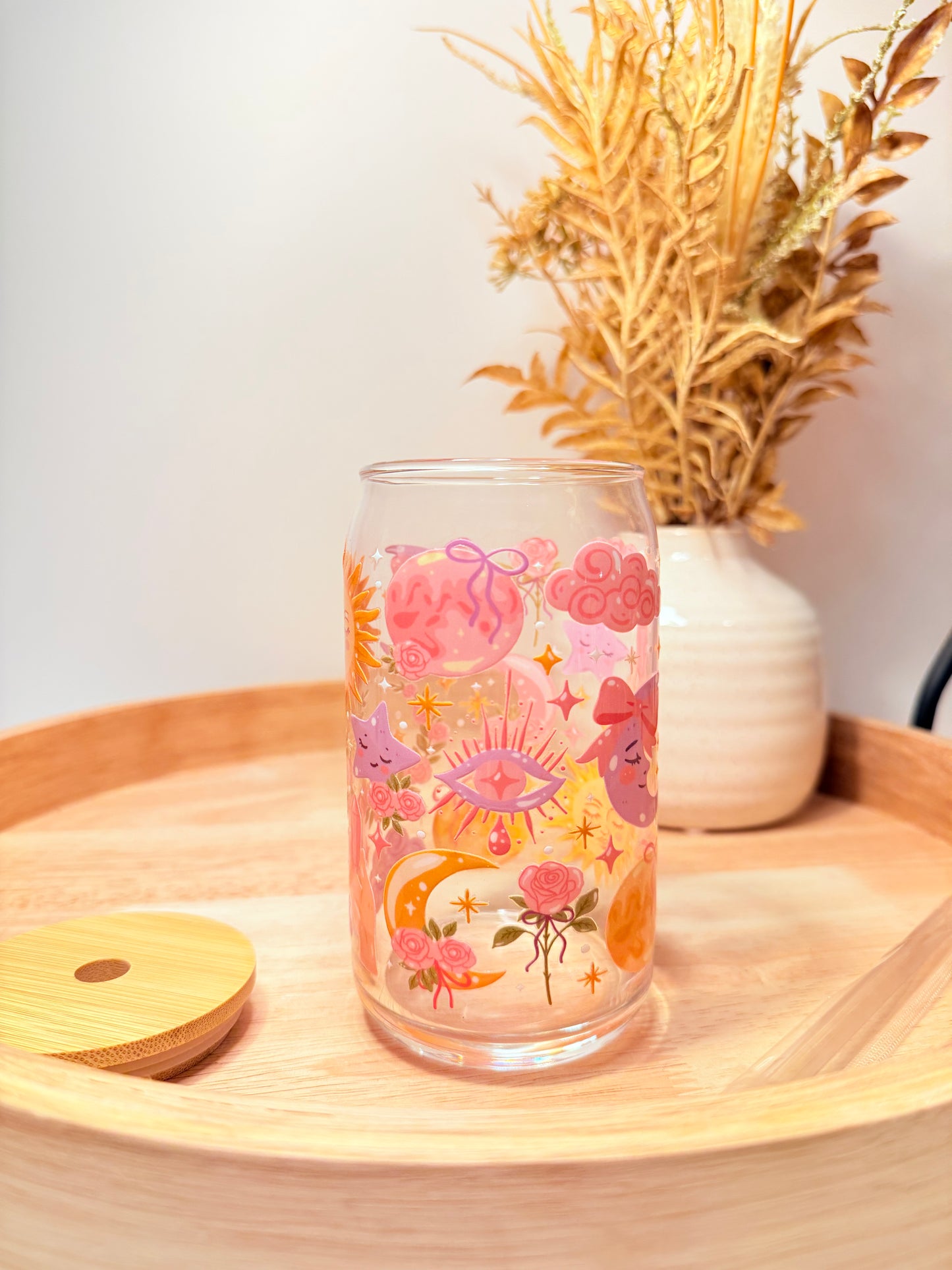 "Sun, Moon, And Crystals" Glass Can