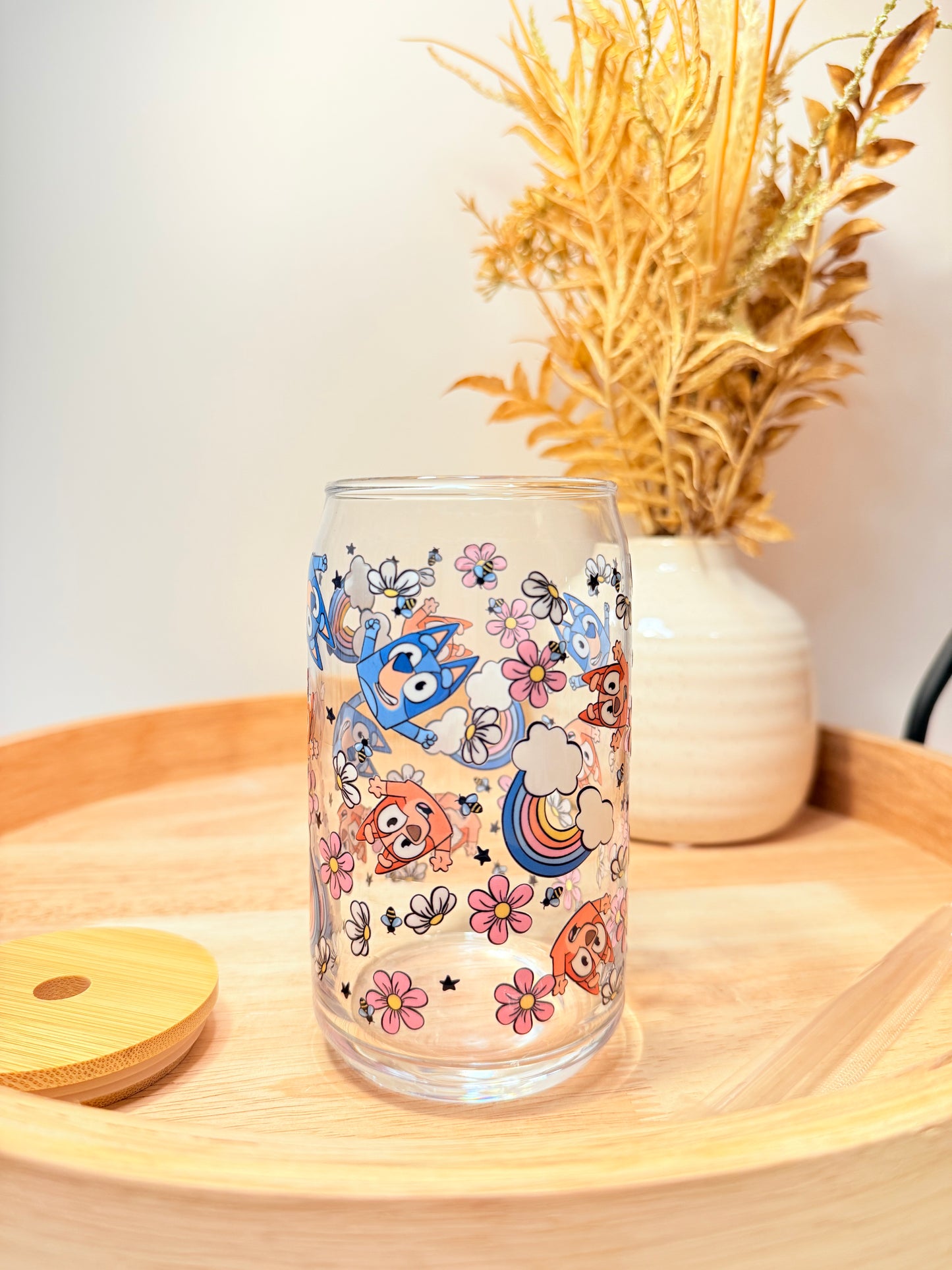 "Little Blue Chaos" Glass Can