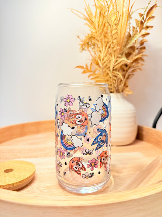 "Little Blue Chaos" Glass Can