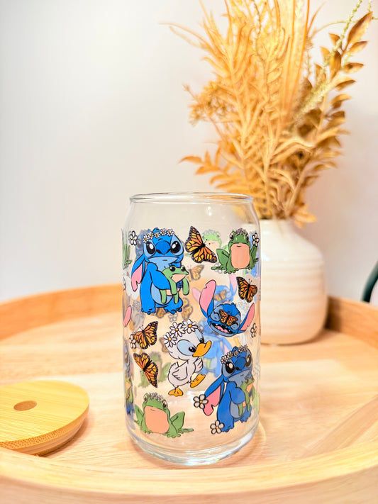 "Aliens' Butterflies, and Frogs Oh My!" Glass Can