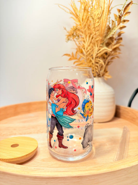 "Mermaid At Heart" Glass Can