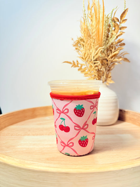 "Berries, Cherries, and Bows" Cup Sleeve (Small)