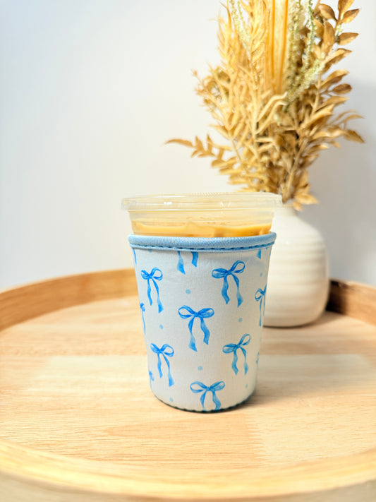 "Blue Bows" Cup Sleeve (Small)