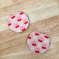 Cherries and Daisies – Neoprene Car Coasters (2.75") – Set of 2
