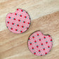 Strawberry Checkerboard – Neoprene Car Coasters (2.75") – Set of 2
