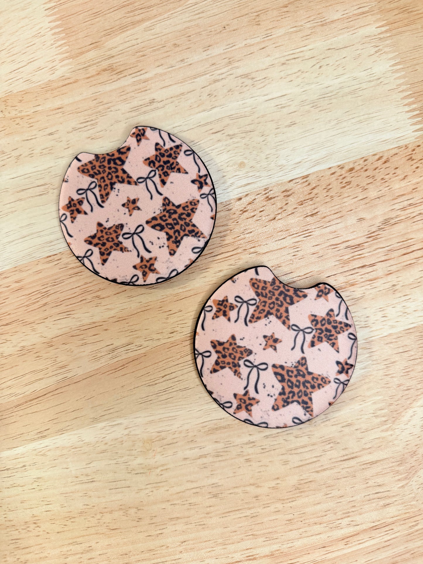 Leopard Stars – Neoprene Car Coasters (2.75") – Set of 2