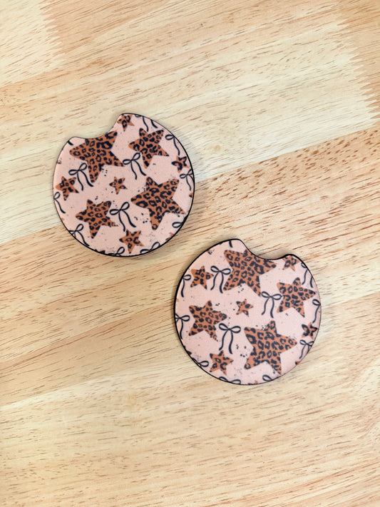 Leopard Stars – Neoprene Car Coasters (2.75") – Set of 2