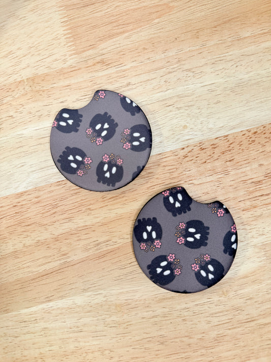 Cutesy Skellies – Neoprene Car Coasters (2.75") – Set of 2