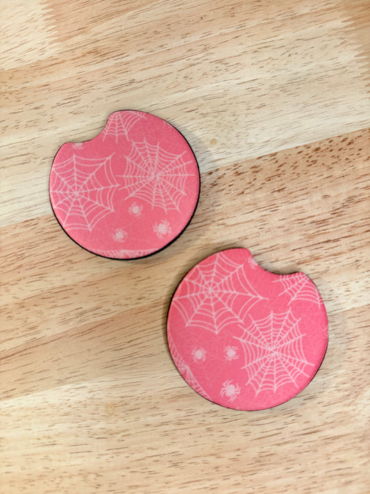 Girly Spiderwebs – Neoprene Car Coasters (2.75") – Set of 2