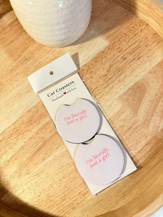 Literally Just a Girl Neoprene Car Coasters – Set of 2