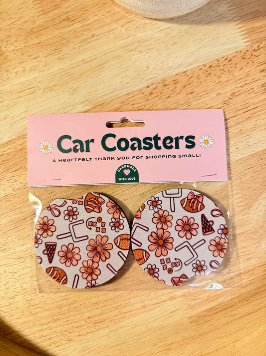 Fall Football Neoprene Car Coasters – Set of 2