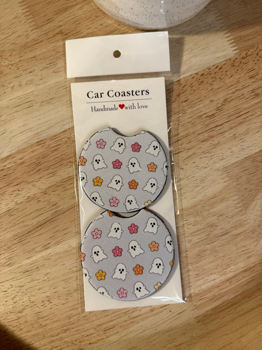 Flower Ghouls Neoprene Car Coasters – Set of 2