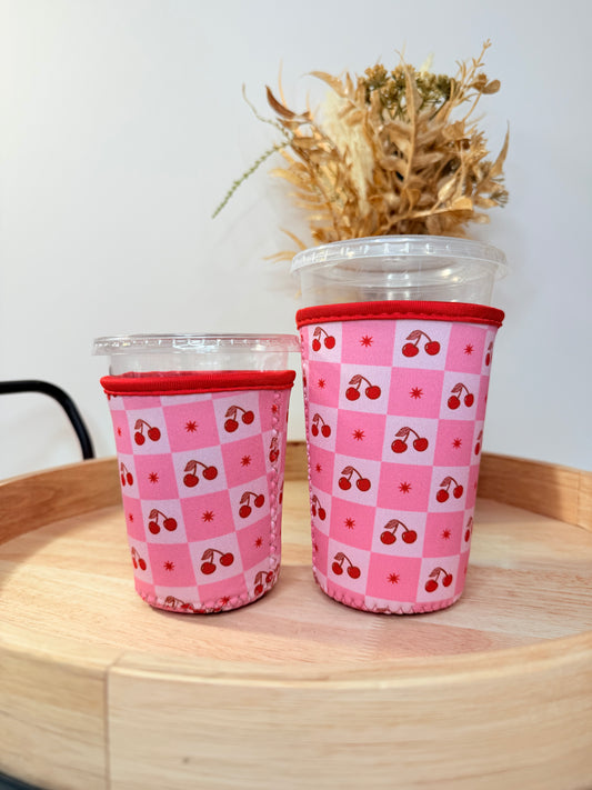 "Checkmate Cherries" Cup Sleeve (Small & Medium)