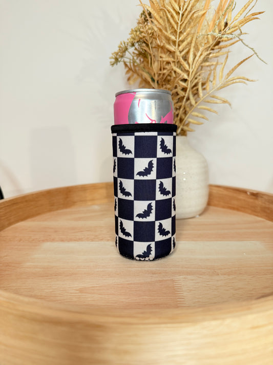 "Checkerboard Bats" Slim Can Sleeve