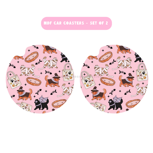 Spooky Cats MDF Car Coasters – Set of 2
