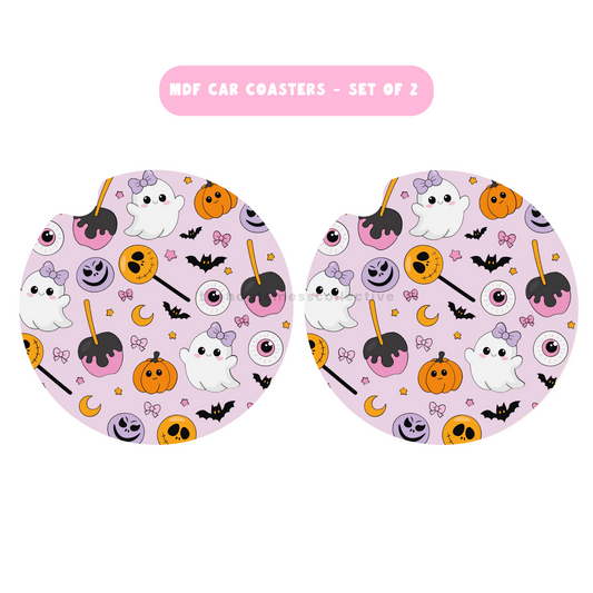 Spooky Doodles MDF Car Coasters – Set of 2