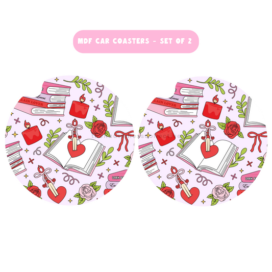 Spicy Books MDF Car Coasters – Set of 2