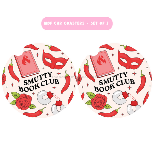 Smutty Book Club MDF Car Coasters – Set of 2