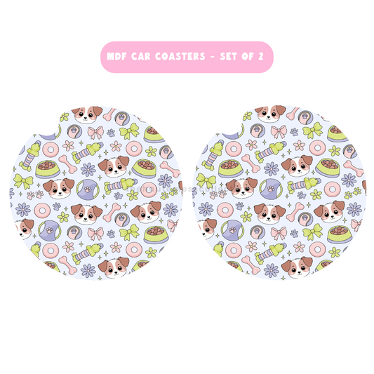 Dog Doodles MDF Car Coasters – Set of 2